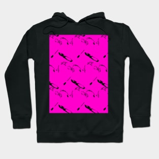 Black abstraction on a bright pink background, fuchsia Hoodie